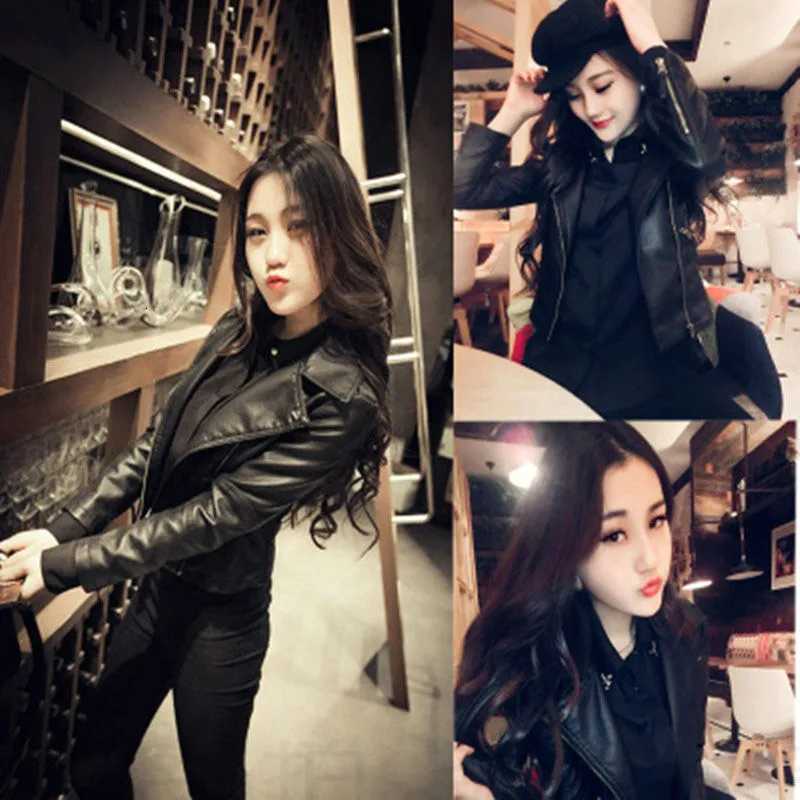 Woman S6XL PU Leather Jacket New Motorcycle Leather Short Coat Spring Autumn Thin Outwear Oversize Fit for 40100kgT251017