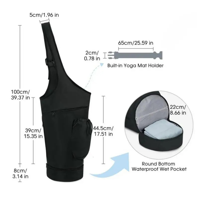 Yoga Bag For Mat Nylon Black Comfortable Yoga Mat Adjustable Shoulder Strap Large Capacity Storage Pouch For Yoga Mats 251016