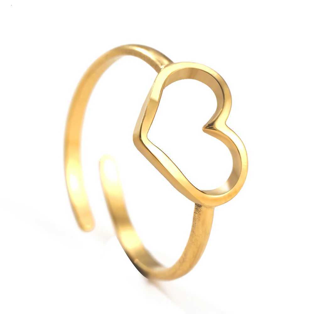 DOTIFI Stainless Steel Gold Color Open adjustable ring Cute Heart Rings For Women Aesthetic Wedding Jewelry Anniversary GiftW251017