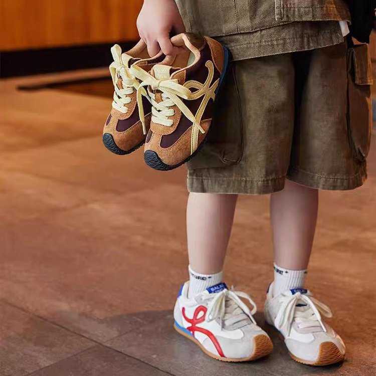 Childrens Forrest Gump shoes 2025 spring new sports shoes breathable real soft leather mens shoes anti slip trendy brand girls shoes W251017