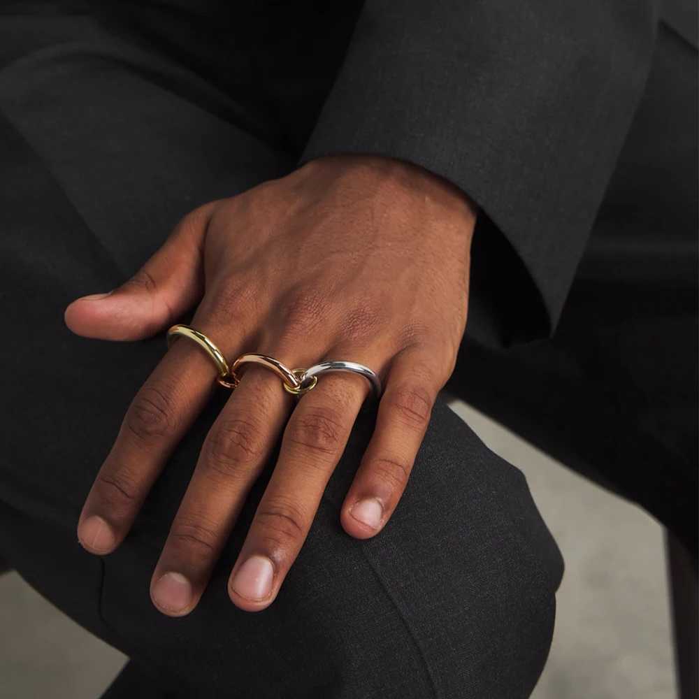 Luxury Cubic Zirconia Gold Plating Multilayer Connecting Rings for Women Fashion Mixed Color Stackable Finger Ring Party Jewelry Z251017