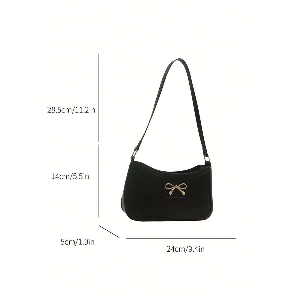 Women Handbag, New Autumn/Winter Commuting Shoulder Under-Arm Bag, Korean Fashion Crossbody Bag With Bow Decoration