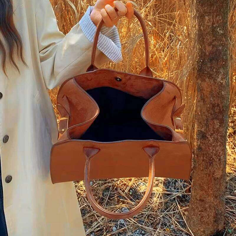 Vintage Faux Suede Women Handbag Large Capacity Winter Fashion Brand Designer Female Shoulder Bag Ladies Big Totes