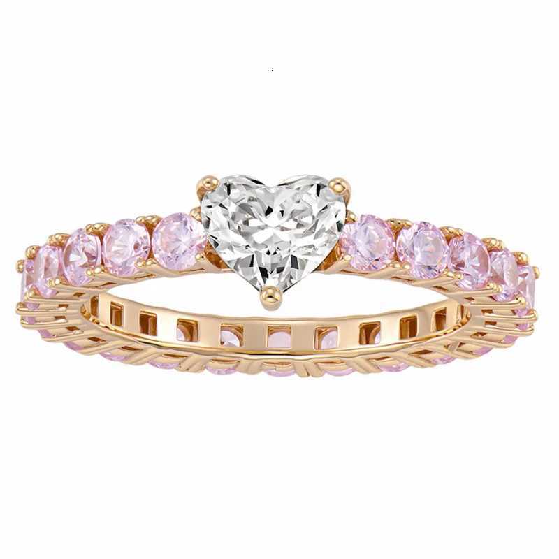 Sweet Love Diamond Ring Womens S925 Silver Gold Plated Powder White Diamond Fashion Commuting Simple Elegant Versatile Sterling Z251017