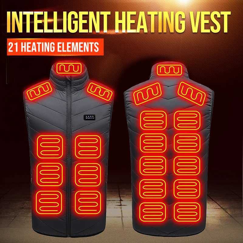 21 Areas Unisex Heated Vest USB Electric Heated Jackets Smart Heating Coat for Outdoor Motorcycle Camping Fishing Skiing Hunting H251017