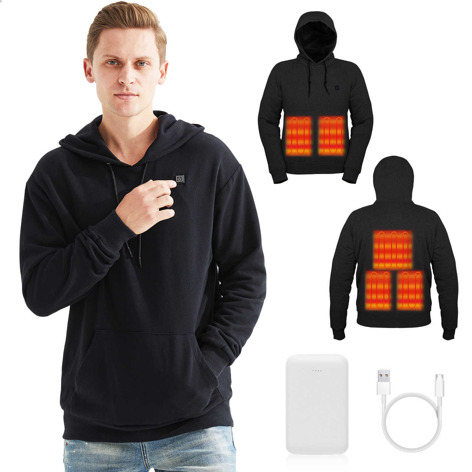 5v Usb Heated Sweatshirt 5zone Heating Thickened Warm Jacket Outdoor Hooded Heated Sweatshirt H251017