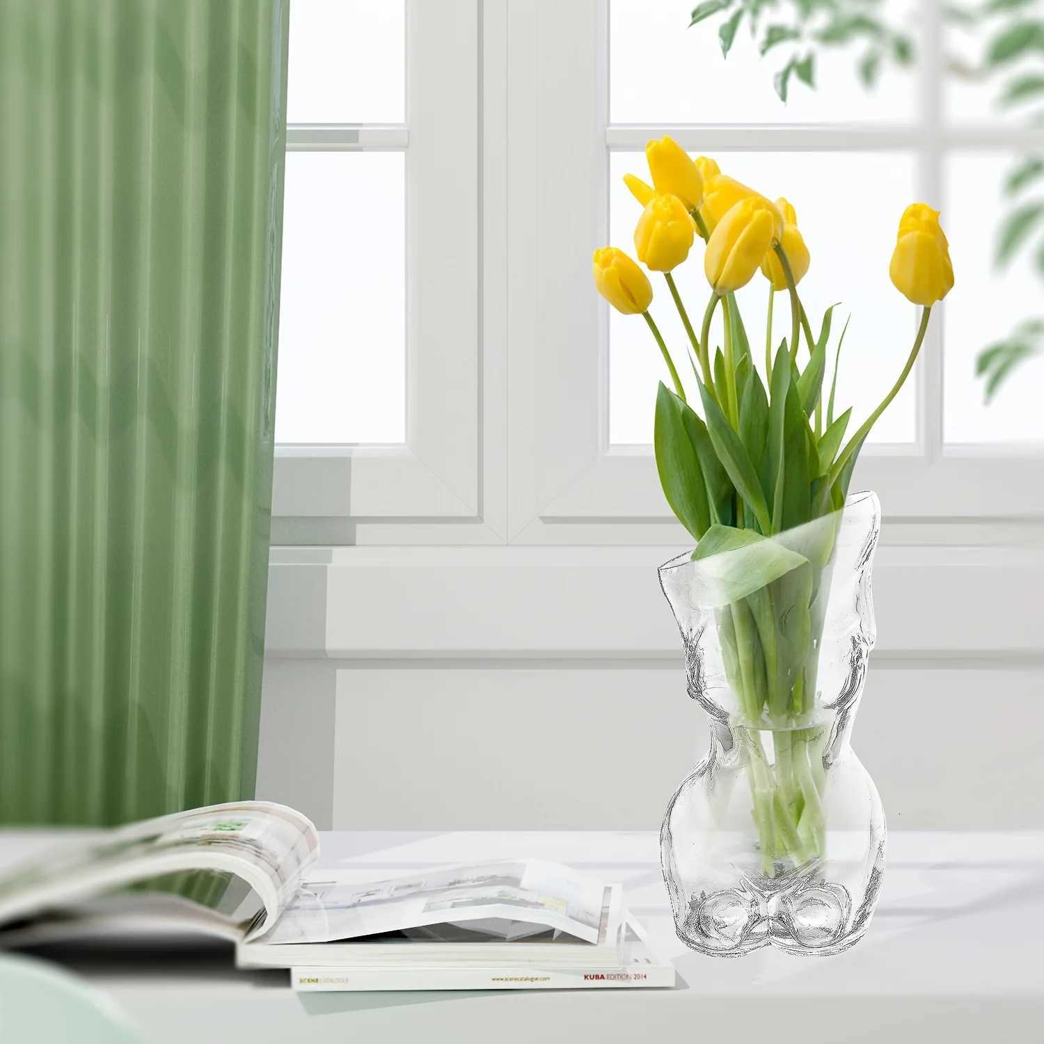 1pc Transparent Glass Vase Creative Female Body Vase Party Decoration Glass VaseValentines Day Decoration C251017