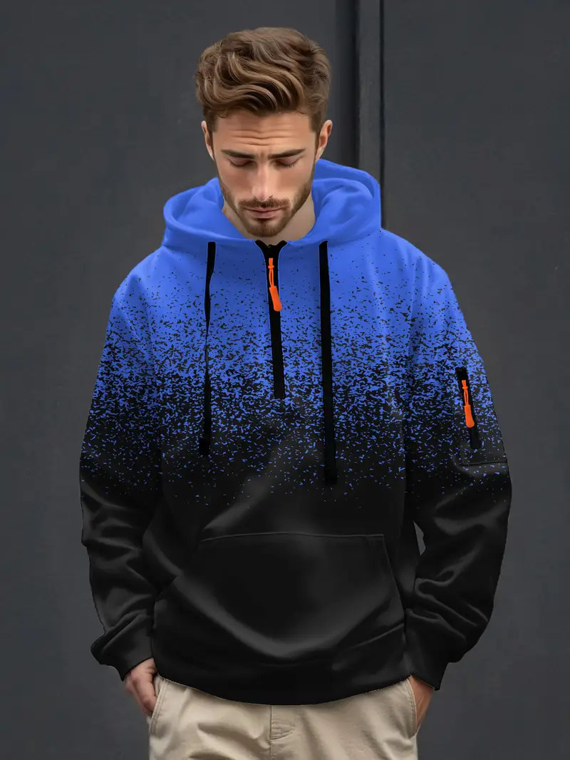 Men's Women's Athleisure Half Zip Pullover Hooded Sweatshirt Soft Fleece Loose Fit Top for Gym Casual Wear Plus Size2-1-1