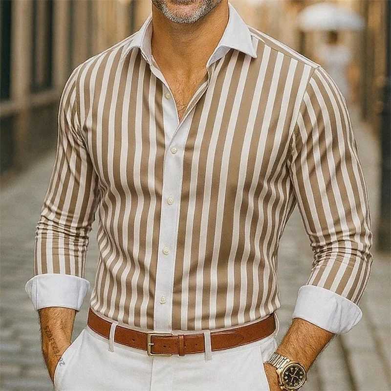 Funny 3D Stripe Print Mens Long Sleeve Shirts Business Casual Social Shirt Fashion Single Breasted Loose Tops Autumn Clothing J251017