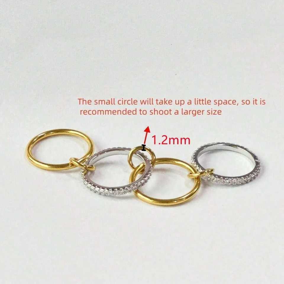 Creative 18K Gold Plated Stainless Steel Zircon MultiLayer Rings for Women Fashion Jewelry Party Gift Z251017