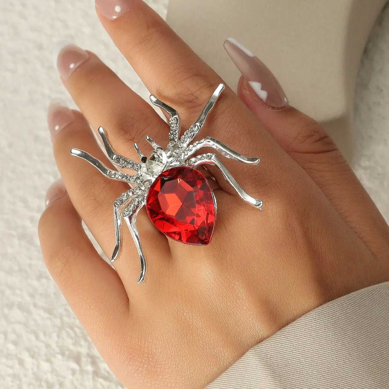 1 Piece Punk Simple Temperament Highgrade Sapphire Emerald Ruby Animal Spider Ring Ms Fashion Single Holiday Travel Z251017