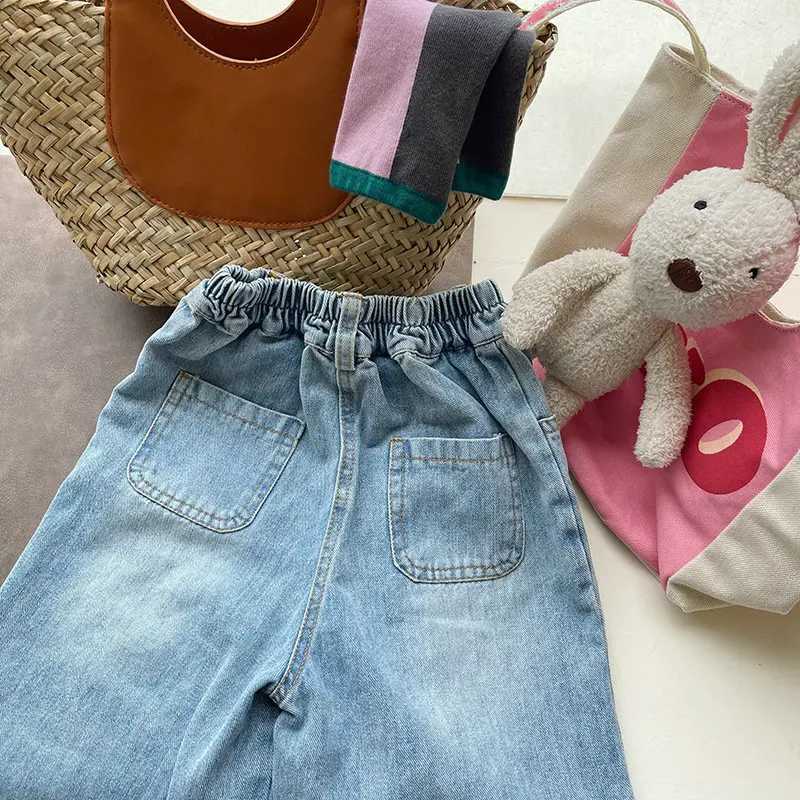 MILANCEL New Autumn Kids Pants Children Loose Wide Leg Jeans Girls Solid Color Fashion TrousersT251017