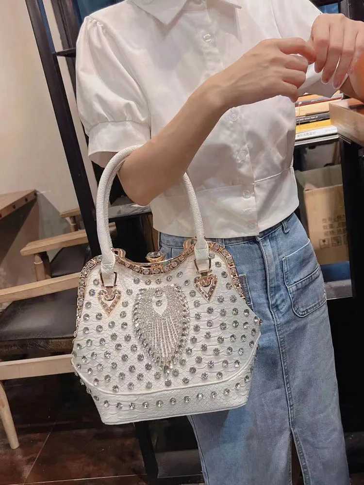 Women Fashion Single Shoulder Bags Luxury Rhinestone Pu Leather Bucket Bag Ladies Vintage Elegant Totes Handbag Crossbody Bags Z251017
