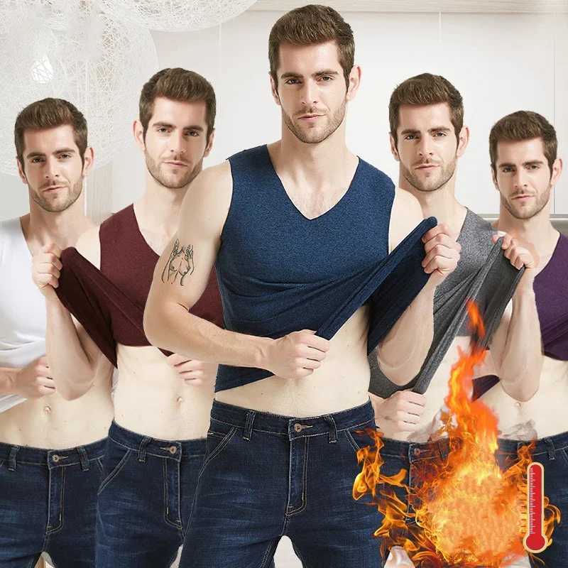 Warm Vest For Man Comfortable With Velvet Large Size Keep Warm Underwear Men Vest Mens Winter Thermo Shaping Male Vest Winter H251017