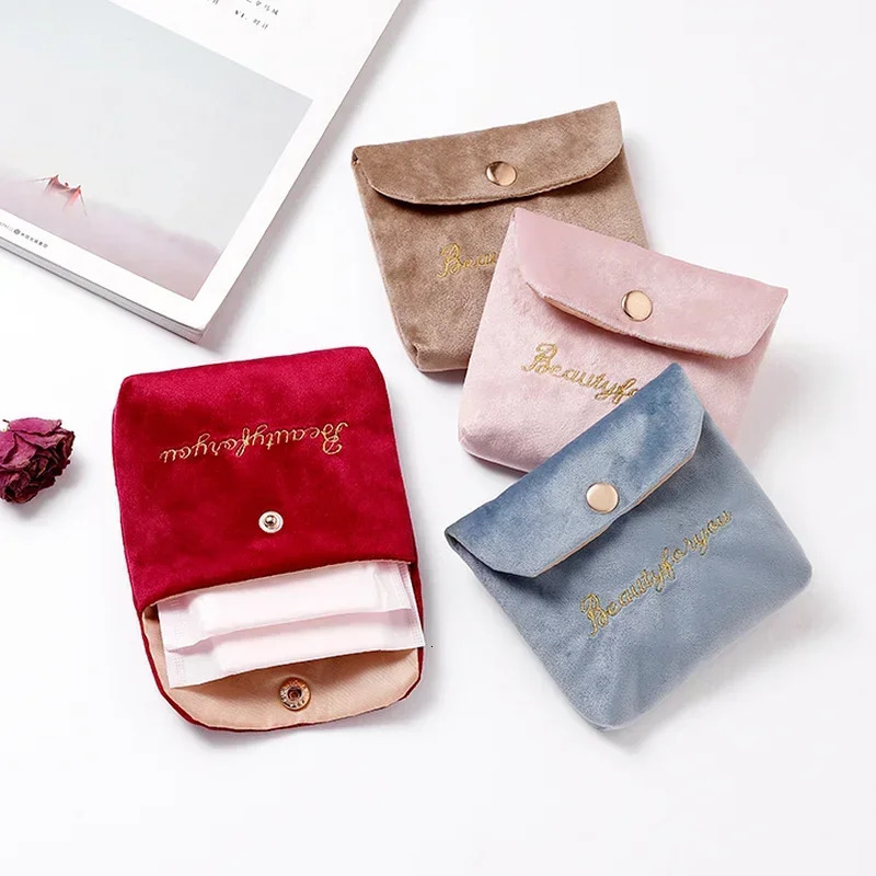 Women Girl Velvet Cute Small Cosmetic Bag Travel Napkin Sanitary Pad Lipstick Organizer Bag Purse Pouch Makeup Bags Case Pouch251011