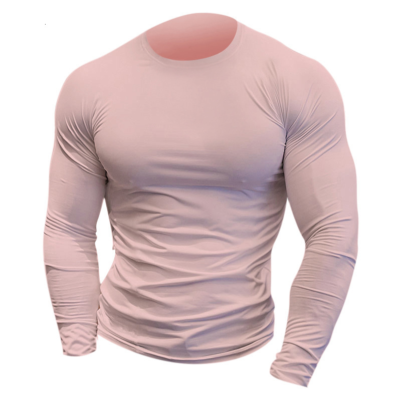 Autumn and Winter New Double-Sided High Elastic Long Sleeve Tight Shirt for Men Fitness Sports Breathable Muscle-Showing T-Shirt Men's Clothing