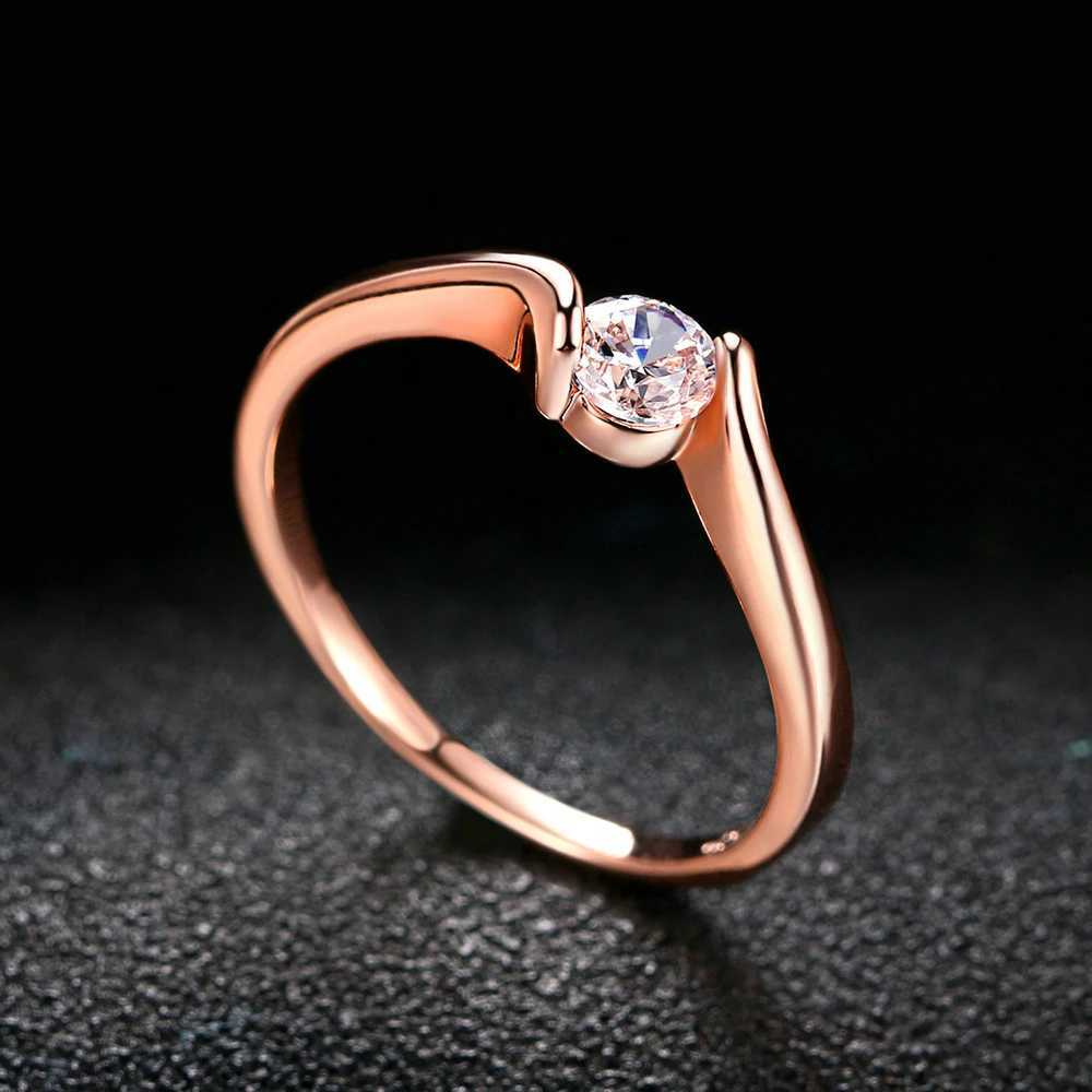 Austrian Cubic Zirconia EngagementWedding Finger Rings For Women Rose Gold Color Fashion Brand Jewelry For Women DWR239W251017