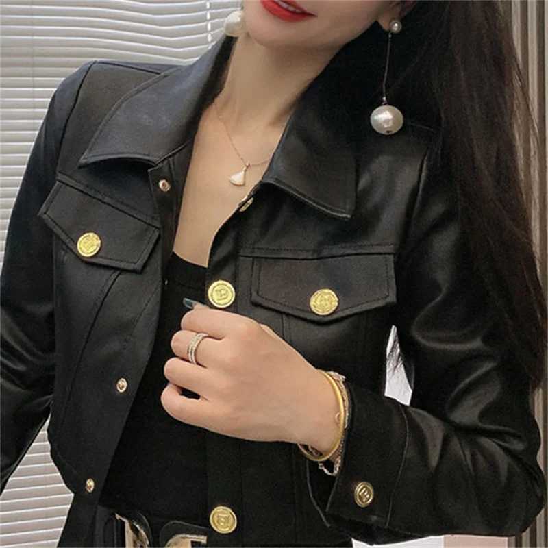 HighGrade Fashion RainProof Coat PU Leather Short Coat Womens New Autumn Winter And Spring Clothes Joker Fashion JacketT251017