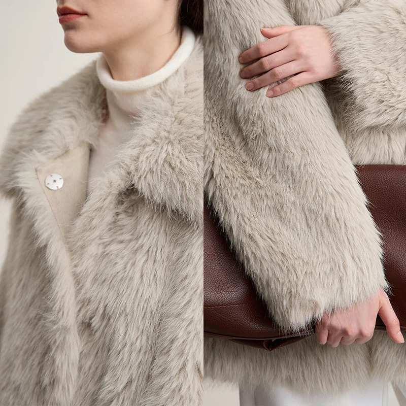 AMII Winter Fur Coat 2025 Autumn TurnDown Collar Versatile Coat Woman Long Sleeves Loose Casual Womens Outerwear 12554008 251013