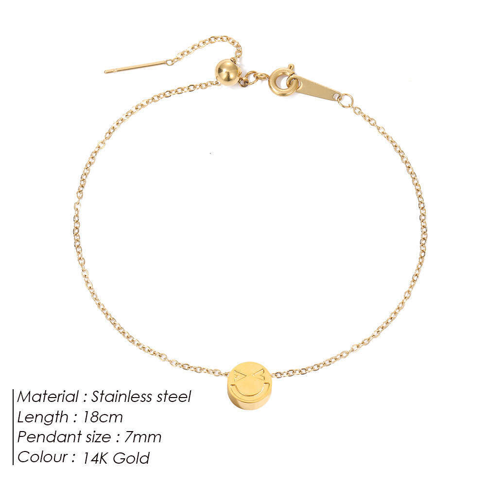 St.delan Korean Version Niche Design High-end Titanium Steel Smiley Face Bracelet Minimalist Fashion Trend Pendant