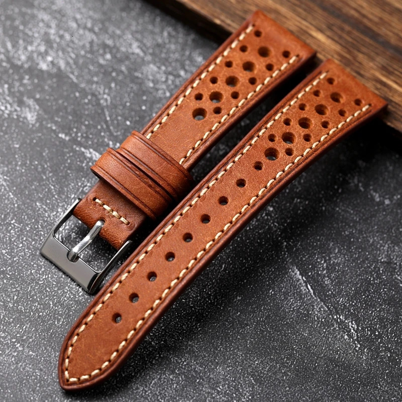 Handmade PUEBLO Italian First Layer Of Cowhide Leather Watchband 18 19 20 22MM Ventilation Holes Suitable For Antique Watches 251016