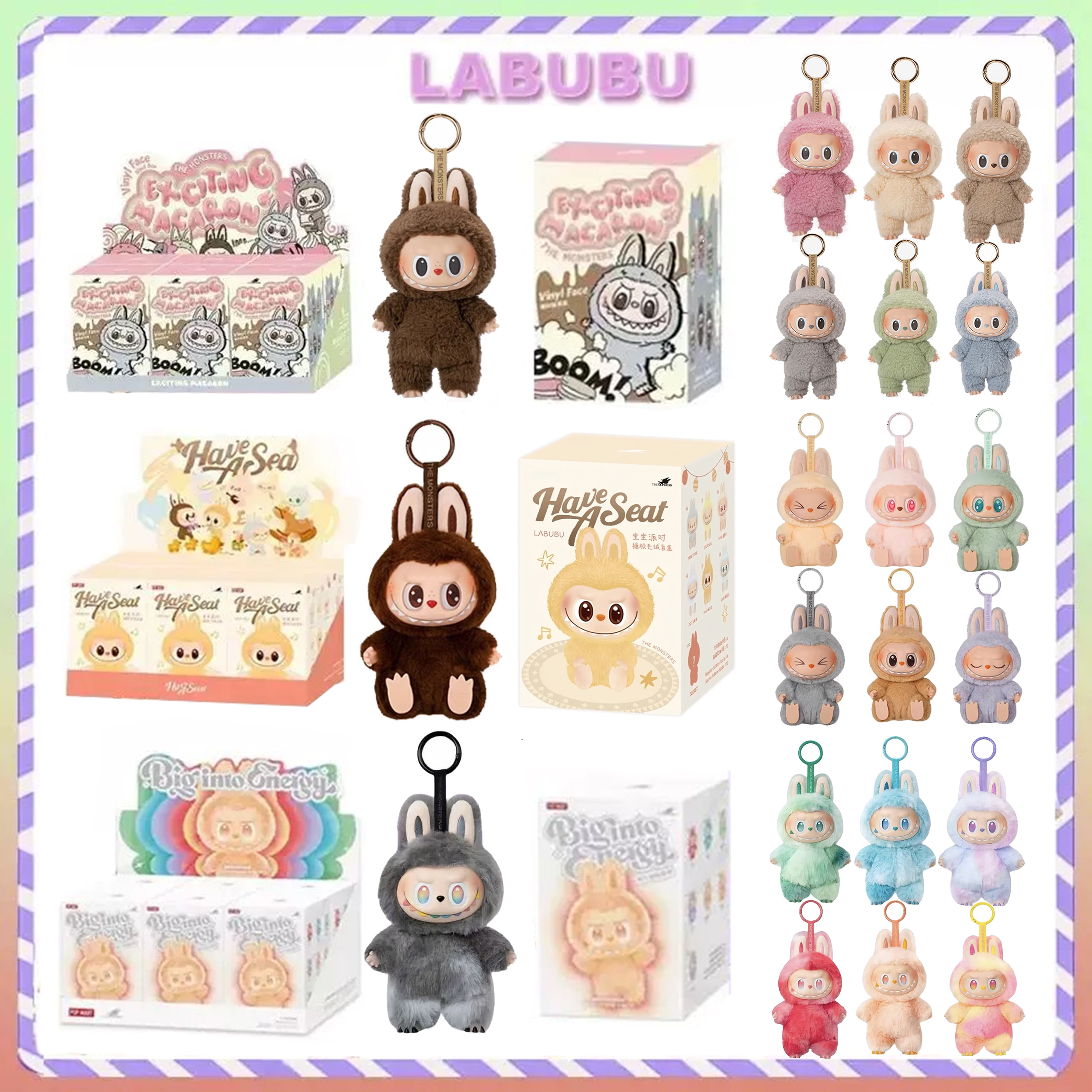 Labubu Doll Series V1 V2 V3 Cute Fur Toy Blind Box Set Rubber-faced Energy Spirit Doll Key Chain - Hot New Product Special Sale Labubu Box - Children's Gift Toy8