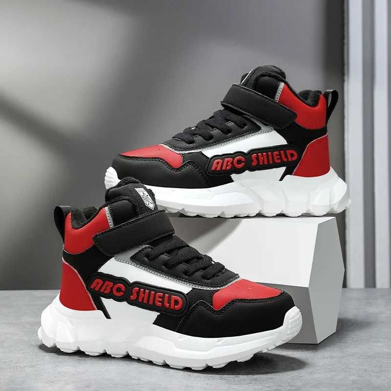 Autumn Winter Children Shoes Boys High Top Sneaker Warm Plush Kids Cotton Shoes Casual Sports Daily Boys Sneaker 4 To 12 YearsT251017