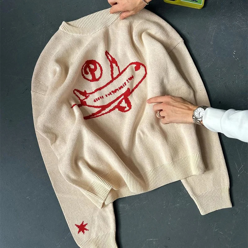 Mens Sweater Jumper Long Sleeve Knitwear Tops Oversized Graphic Fashion Y2k Streetwear Harajuku Winter Korean Clothes 251017