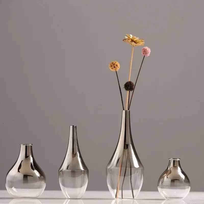 Ornaments Nordic Flower Glass Vase Creative Silver Gradient Dried Insert Desktop Terrarium Jewelry Decoration Plant Holder C251017