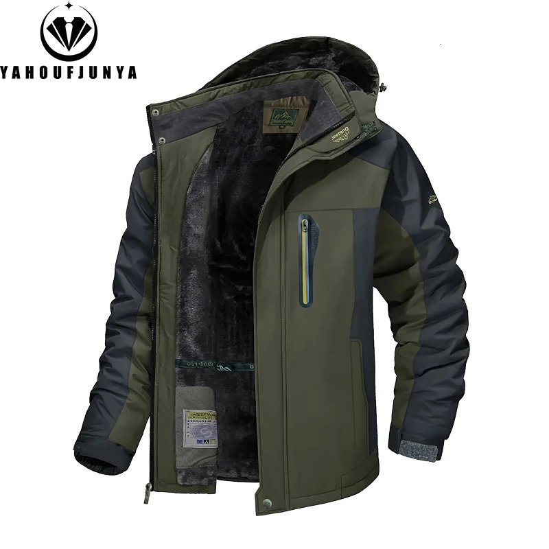 9XL Winter Men Outwear Fleece Warm Removable Hooded Jacket Men Outdoor Skiing Windbreaker Waterproof Casual Jacket Coat Male 251017
