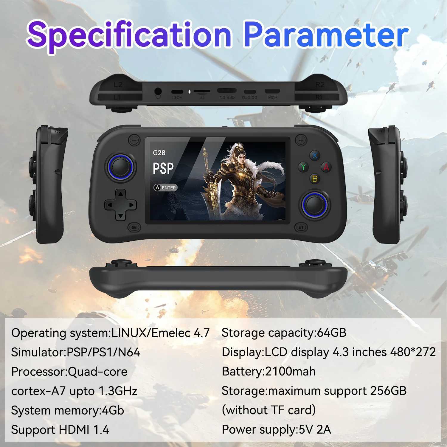 G28 Handheld Video Game Console Linux System HD 43Inch Mini Sn Portable Pocket Video Player 128GB Games Childrens GiftXJ251016