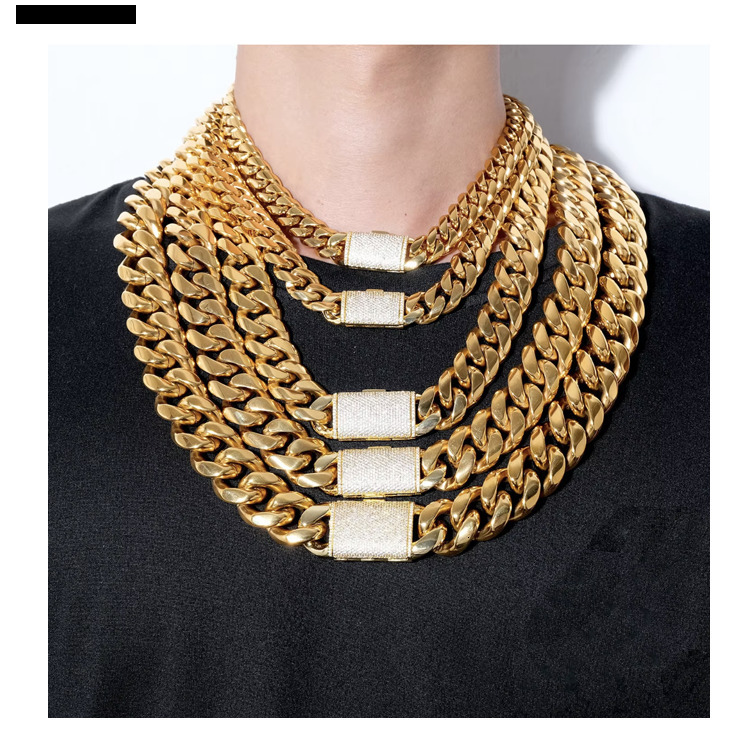 Sterling Silver Jewelry 12mm Plated Cuban Lidynamic Chain 22mm Necklace and Bracelet Set for Men Cuban Under 100