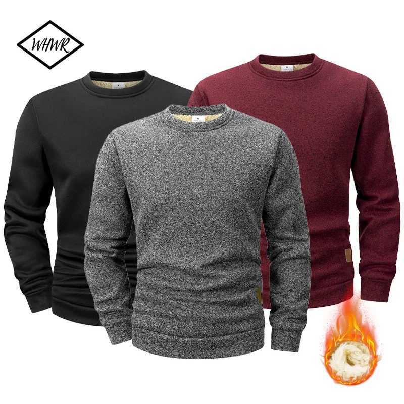 New Mens Round Neck Fleece Sweatshirt Solid Color Loose Casual Pullover Men Fashion Warm Long Sleeve Hoodies Men Clothing SXXXL Z251017
