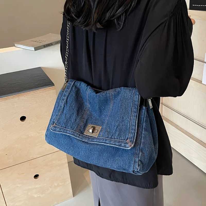 Casual Cmuter Large Capaci Denim Wens Bag 2025 New Versatile Chain Single oder Crossbody Tote Bag1 D251017