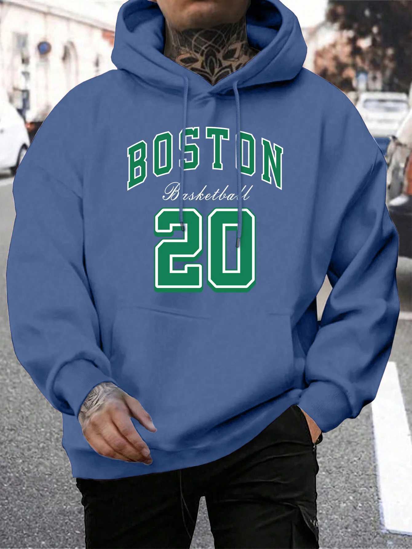 Boston City Print Men Hoody Harajuku Loose Pullover Fashion Fleece Warm Hoodie Man Vintage Autumn Crewneck Top Z251017