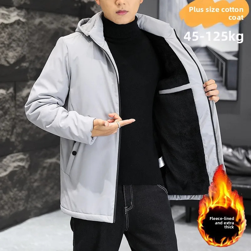 2025 Plus Size Mens Winter Warm Jacket Fleece Parka Coat Black Hooded Windbreaker Outwear Fleec Jacket Long Parkas 8XL 251017