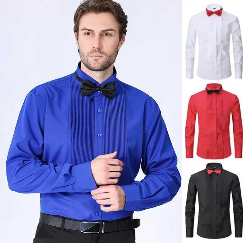 American size mens longsleeved tuxedo shirt Spring summer business casual nonironing high quality fashion slim solid color J251017