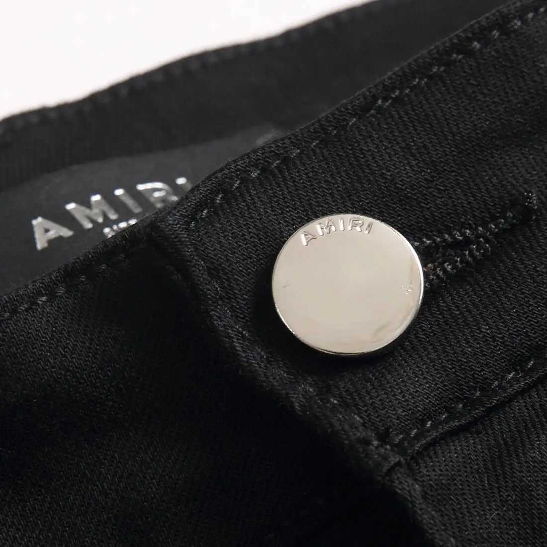 Four Seasons Street Black MidWaist AM Mens Embroidered Elastic Trendy Personality Slim Fit Skinny Jeans Long Pants Y251105