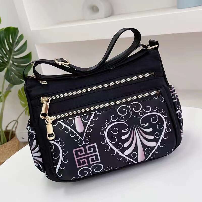 New Floral Crossbody Middle-aged Elderly Women, Oxford Cloth Shoulder Street Selling and Night Market, Canvas Bag for Women