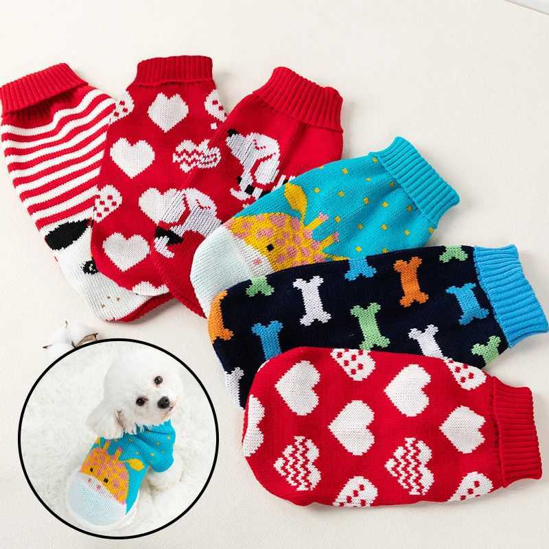 Winter Cartoon Dog Clothes Warm Christmas Sweater For Small Dogs Pet Clothing Knitting Crochet Pet Knitted Sweater Keep WarmW251017