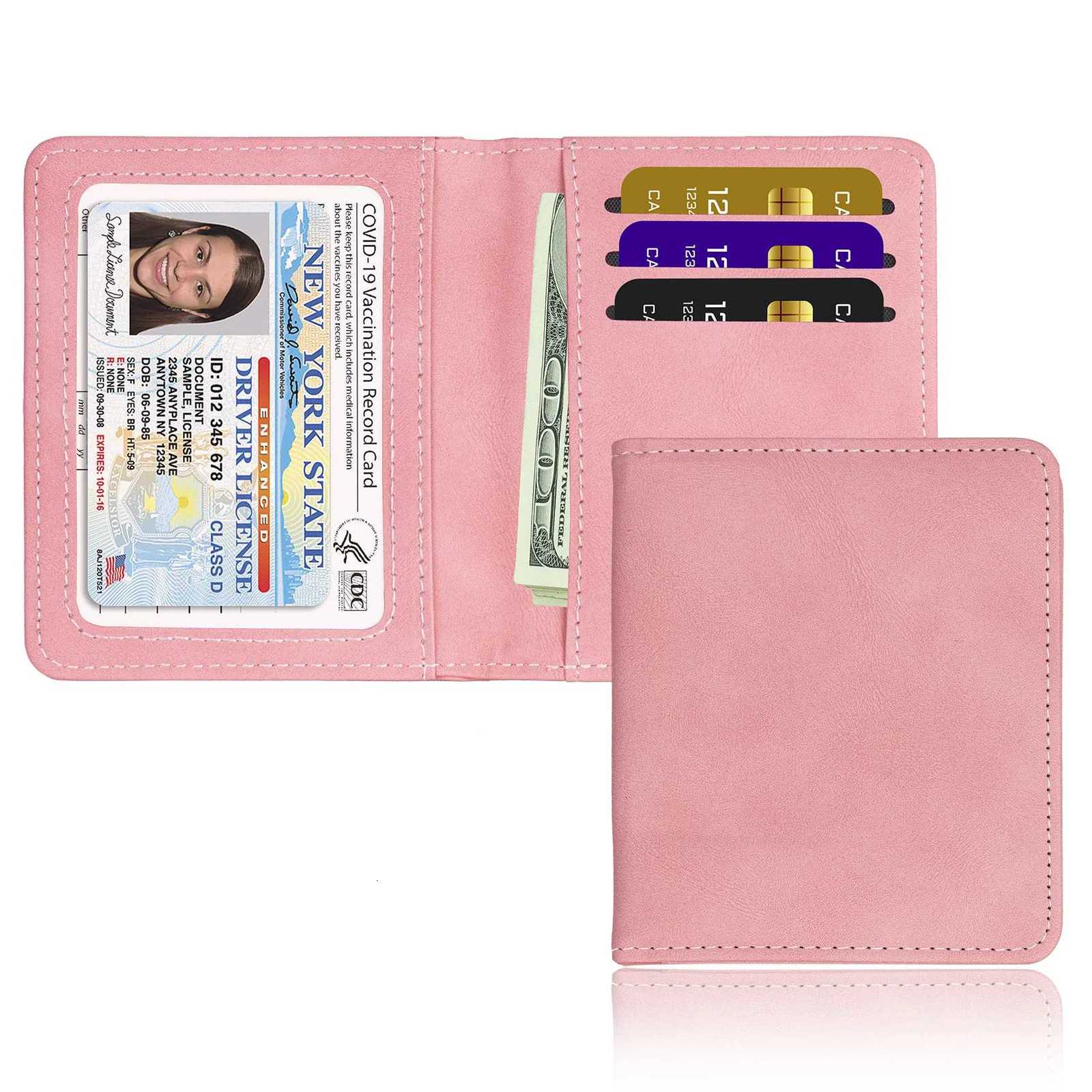 RFID Blocking Card Holder with Vaccine Card Slot Bifold Travel Slim Wallet for Women Men Minimalist Business Card Cover CaseW251017
