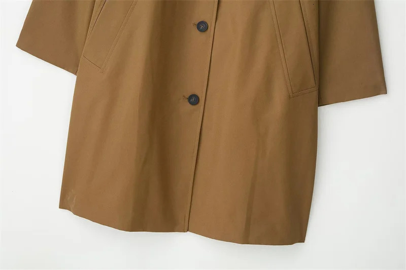Womens Jacket Fall 2025 Camel Long Sleeve British Style Simple Trench Coat Jacket Casual Fashion Loose and Versatile 251013