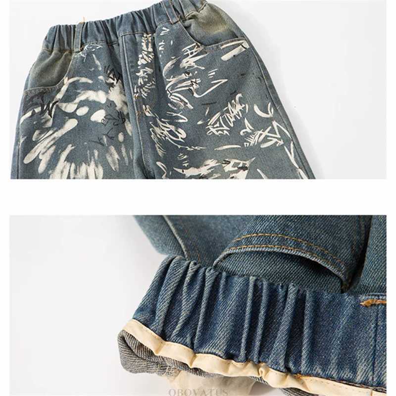 Cool Children Printed Jeans for Teenage Boys Casual Denim Pants Kids Fashion Jeans Trousers Age 5 6 7 8 9 10 11 12 13 14 YearsT251017