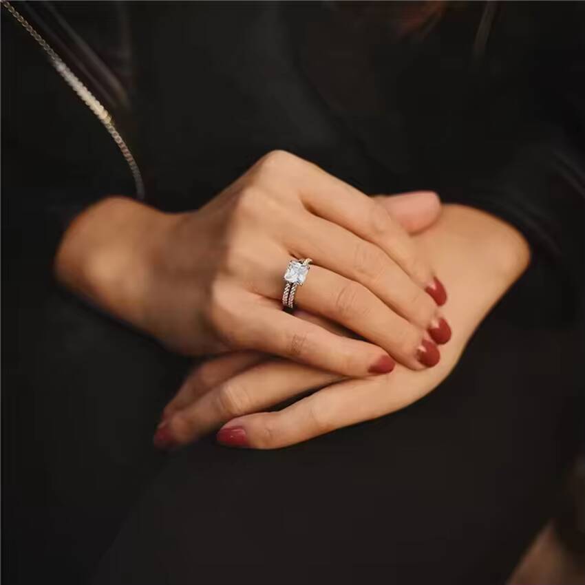 Speedin Fine Jewelry 14k 18k White Yellow Gold Wedding Ring Set 2ct DVVS CVD Princess Cut Lab Diamond Jewelry Ring