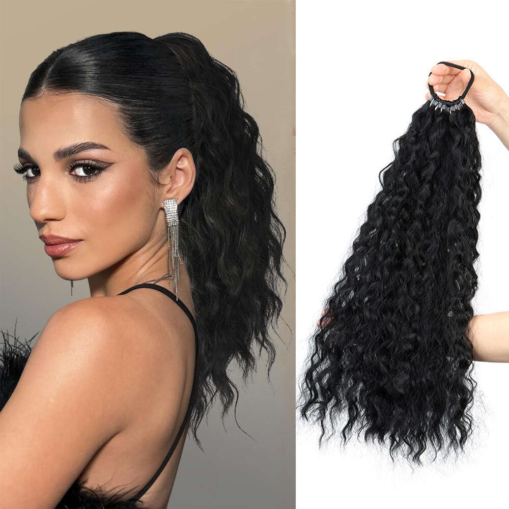 Long for Women Korean Style Synthetic Hair Ponytail Natural Elastic Band Curly Wig Braid