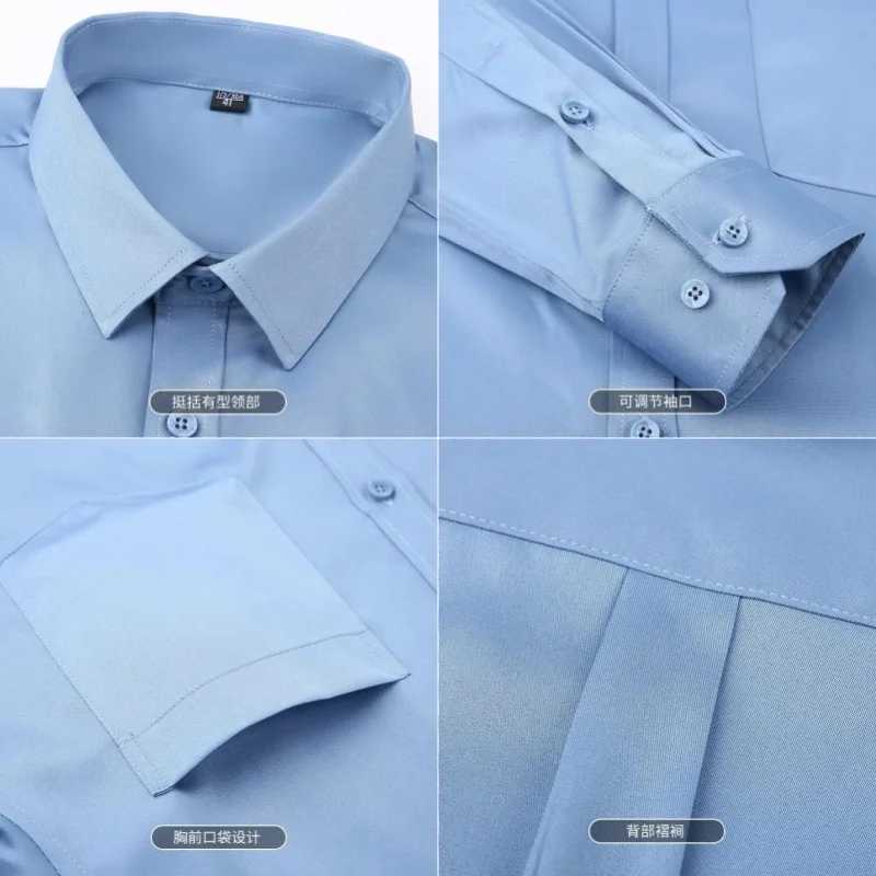 New Elasticity AntiWrinkle Mens Shirts Long Sleeves Dress Shirts For Men Slim Fit Camisa Social Business Blouse White Shirt J251017