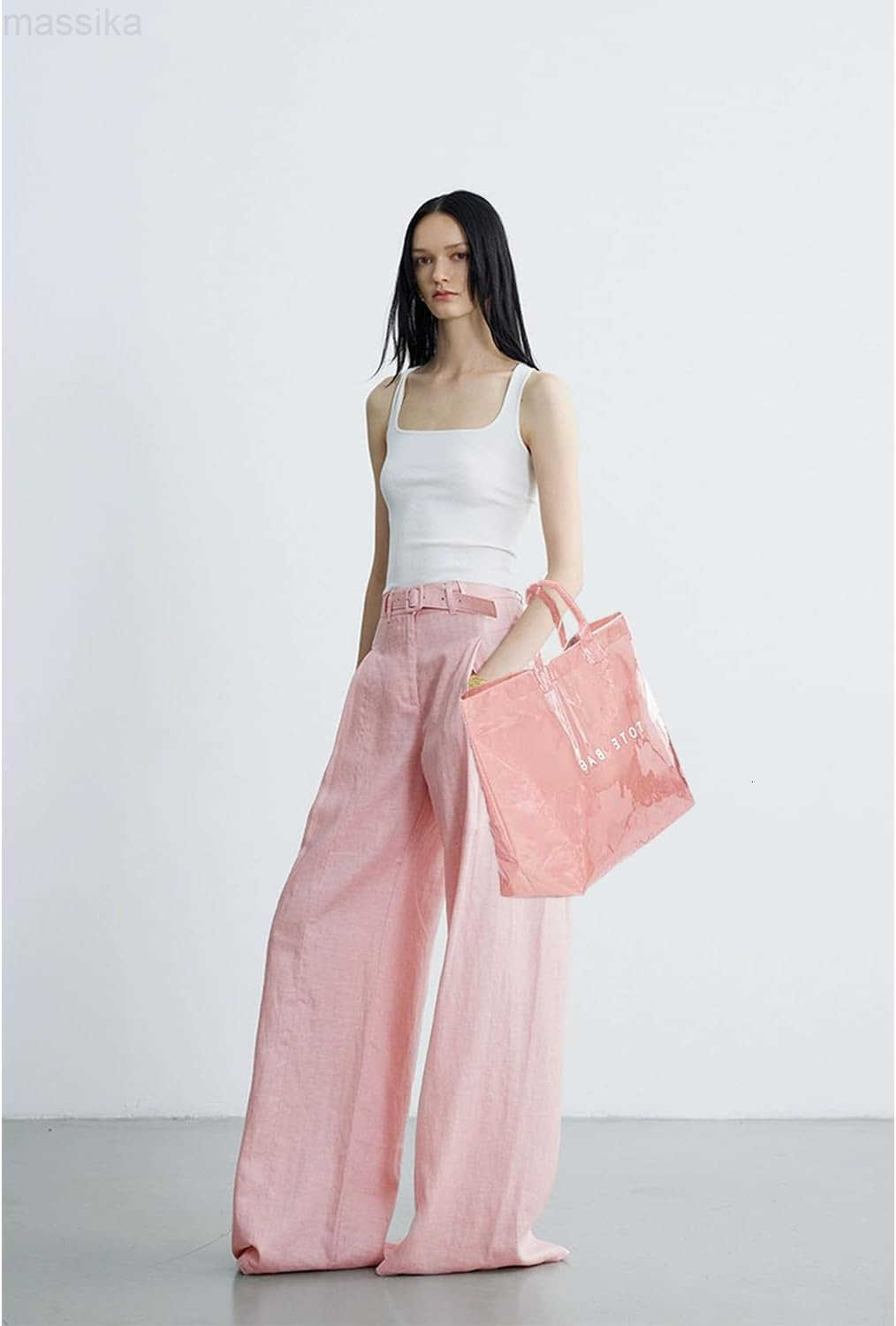 Large Tote Bags for Women PVC Clear Totes Bag Plastic Carry All Bag Kraft Paper Shoulder Handbag Hobo for Work Travel M251017