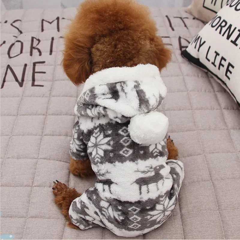 Dog Winter Clothes for Small Dogs Keep Warm Dog Clothes Pet Christmas Clothing Elk Print Dog Clothes Coral Velvet Four ColorsW251017