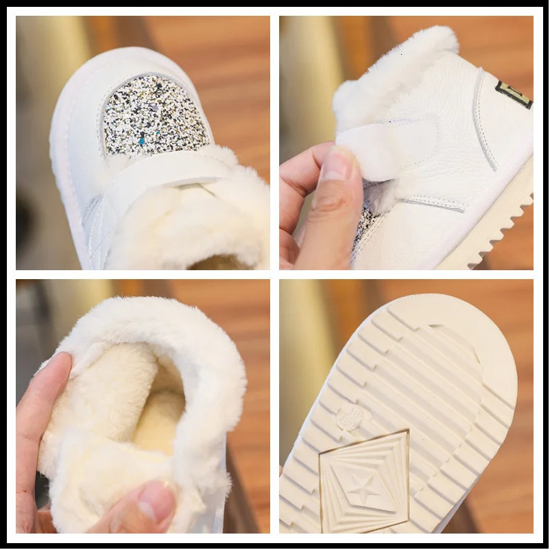 Children Winter Shoes for Baby Girls Snow Boots Infant Toddler Shoes Genuine Leather Softsoled Anti slip Kids Plush Boots 251015