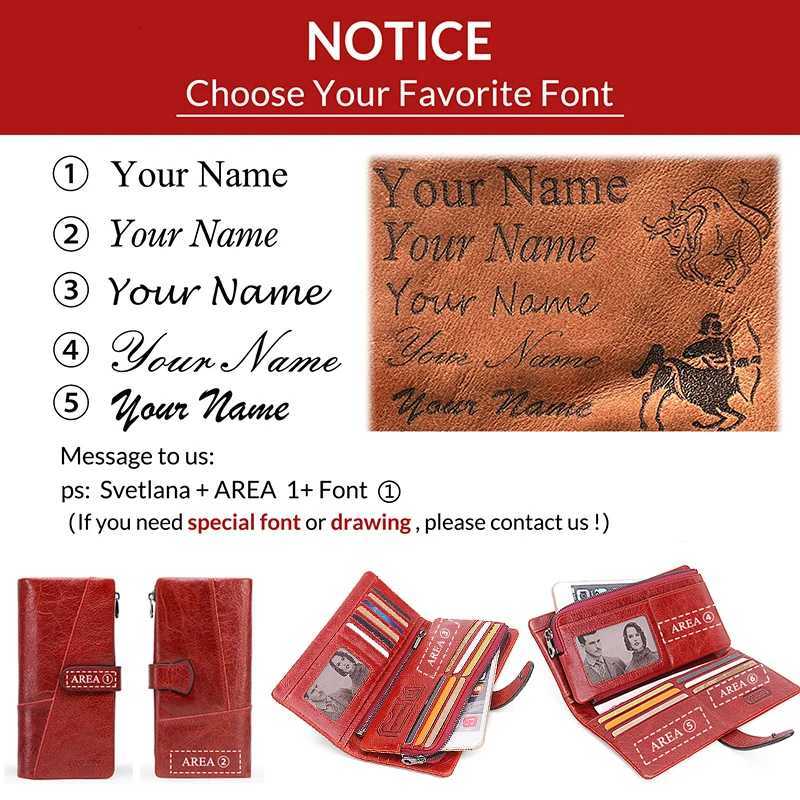 CONTACTS 100 Genuine Leather Wallet Women Long Coin Purse Clutch Bag Name Engraving Card Holder Money Clip Handbag Mens PurseW251017